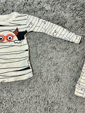 GAP Cream & Black Striped Monster Long-Sleeve Top with Orange Accents